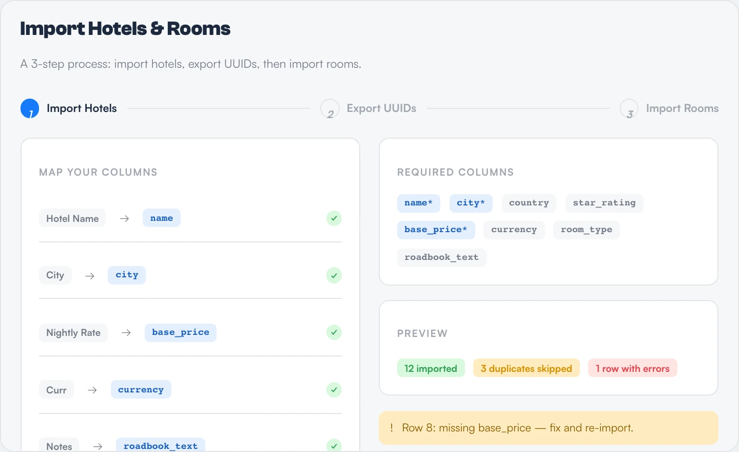 Importing the supplier catalogue with a review step