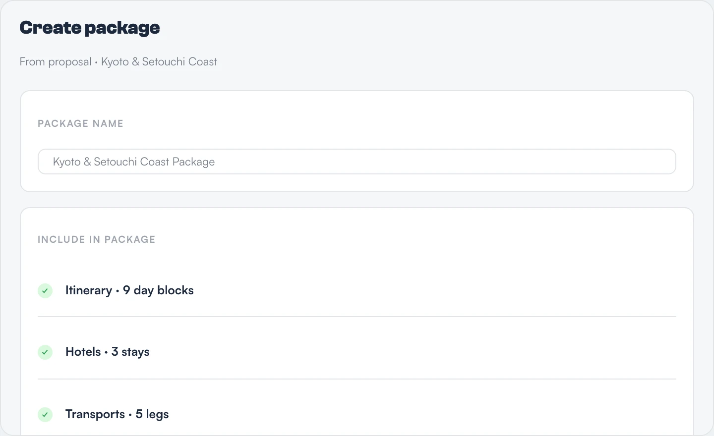Turning a proposal into a reusable package